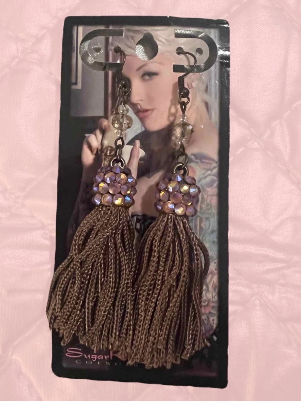 SugarKitty Corsets Brown Beaded Tassel Earrings #showgirl #datenight